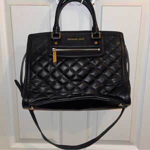 Michael Kors Quilted Leather Bag with Gold Hardware and Crossbody Strap